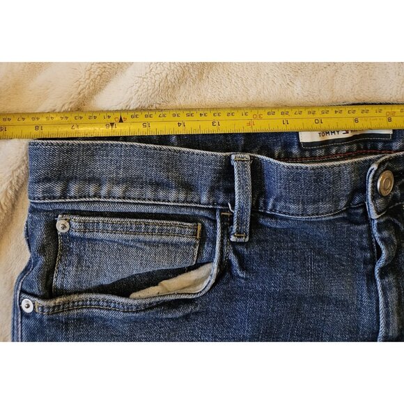 Tommy Hilfiger Blue Original Straight Slim Fit Jeans W36 L30 Distressed - Picture 8 of 9